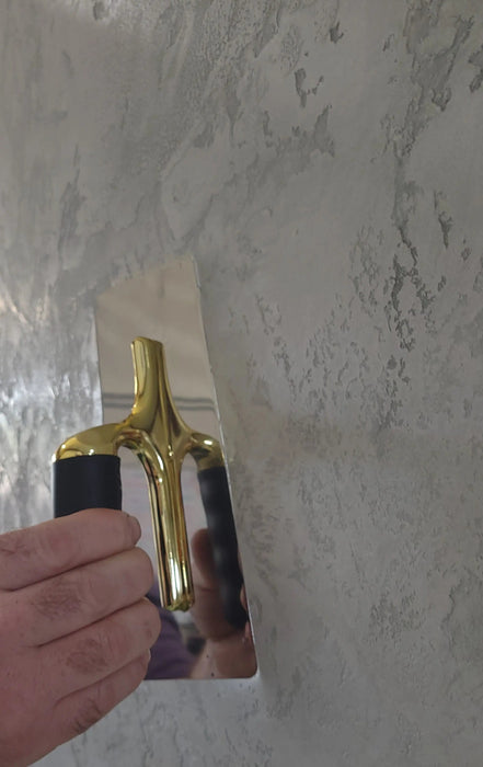 Decora Professional Trapezoidal Stainless Steel Marmorino Trowel With Gold and Rubber Handle The Decora Company paint,  venetian plaster, paint company, wall paint, paint for house, concrete paint, interior paint, wall paint, house painting, house colors, textured paint, house paint, bedroom paint colors