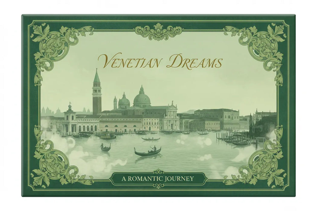 decorative green cover with venice in the distance