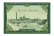 decorative green cover with venice in the distance